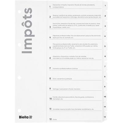 Biella Register mit Smart Index A4 Französisch Weiss 12-teilig Karton blanko Packung à 10 Stück