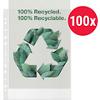 Esselte Prospekthüllen 100% Recycelt DIN A4 Genarbt Transparent 70 Mikron Polypropylen 11 Löcher 627493 100 Stück