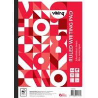 Viking Notizblock DIN A4 Liniert Geleimt Seitlich gebunden Papier Softcover Rot 400 Seiten 5 Stück