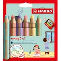 STABILO woody 3 in 1 Pastell Buntstifte Farbig assortiert 8806-3 6 Stück