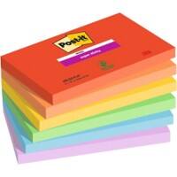 Notes adhésives Post-it Super Sticky Assortiment Vierge Rectangulaire 76 x 127 mm 6 x 90 notes