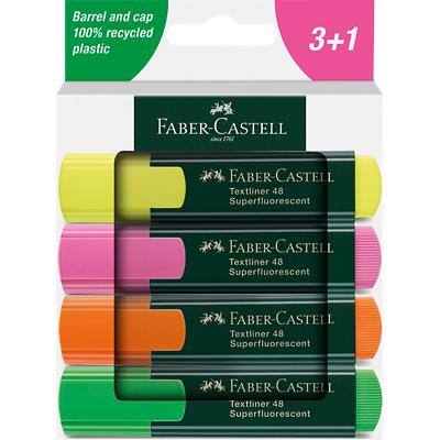 Faber-Castell Textmarker 5 mm TL48 Farbig assortiert Nachfüllbar 4 Stück