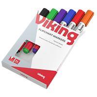 Viking Flipchart Marker Mittel Rundspitze Farbig assortiert 6 Stück