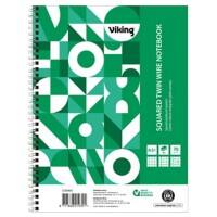 Viking Notebook A5+ Kariert Spiralbindung Papier Weiss Perforiert Recycled 160 Seiten 80 Blatt
