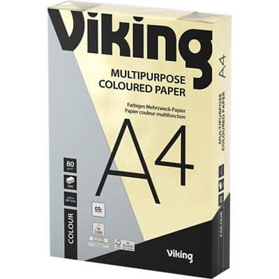 Viking A4 Farbiges Papier Pastellgelb 80 g/m² Glatt 500 Blatt