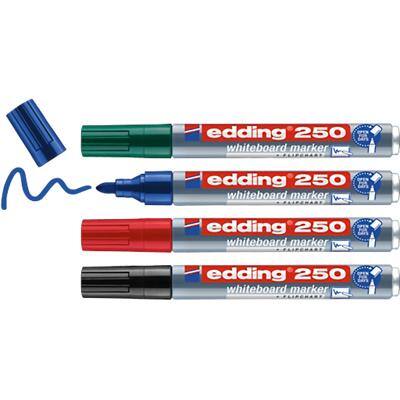 edding 250 Whiteboard-Marker Farbig assortiert Mittel Rundspitze 1,5 - 3 mm 4 Stück