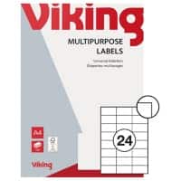Viking Universaletiketten selbstklebend 70 x 37 mm Weiss 100 Blatt mit 24 Etiketten