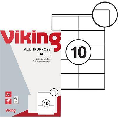 Viking Universaletiketten Selbsthaftend 105 x 57mm Weiss 100 Blatt mit 10 Etiketten