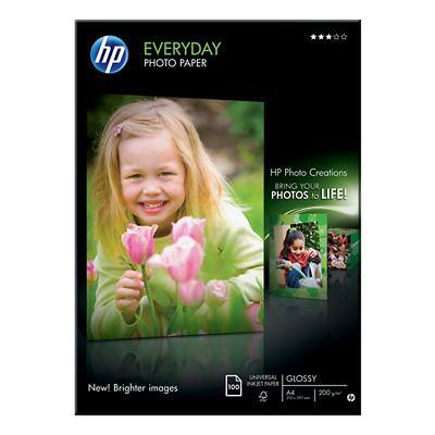 Papier photo HP Everyday Jet d'encre Brillant A4 200 g/m² Blanc 100 Feuilles