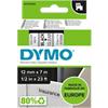 Ruban d'étiquettes DYMO D1 Authentique 45010 S0721440 Autocollantes Noir sur Transparent 12 mm x 7 m