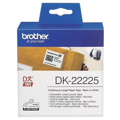 Rouleau d'étiquettes Brother QL Authentique DK-22225 DK-22225 Autocollantes Noir sur Blanc 38 mm