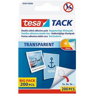 tesa Klebepads Tack Transparent 11 (B) mm Synthetisches Gummi 200 Stück
