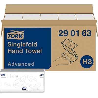 Tork Advanced 100% Recycelt Falthandtücher H3 V-falz Weiss 2-lagig 290163 15 Stück à 250 Blatt