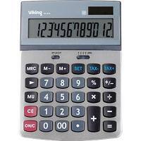 Calculatrice de bureau Viking 12 chiffres Argenté Batterie, solare AT-814