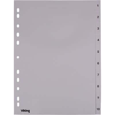 Viking Register A4 Grau 10-teilig Perforiert Kunststoff 1 bis 10