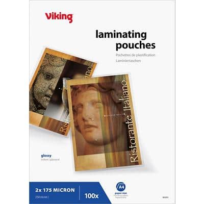 Viking Laminierfolien A4 Glänzend 175 Mikron (2 x 175) Transparent 100 Stück