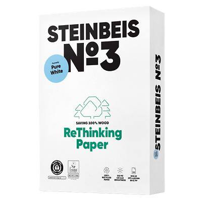 Steinbeis Pure No.3 DIN A3 Druckerpapier 100% Recycelt 80 g/m² Glatt Weiss 500 Blatt