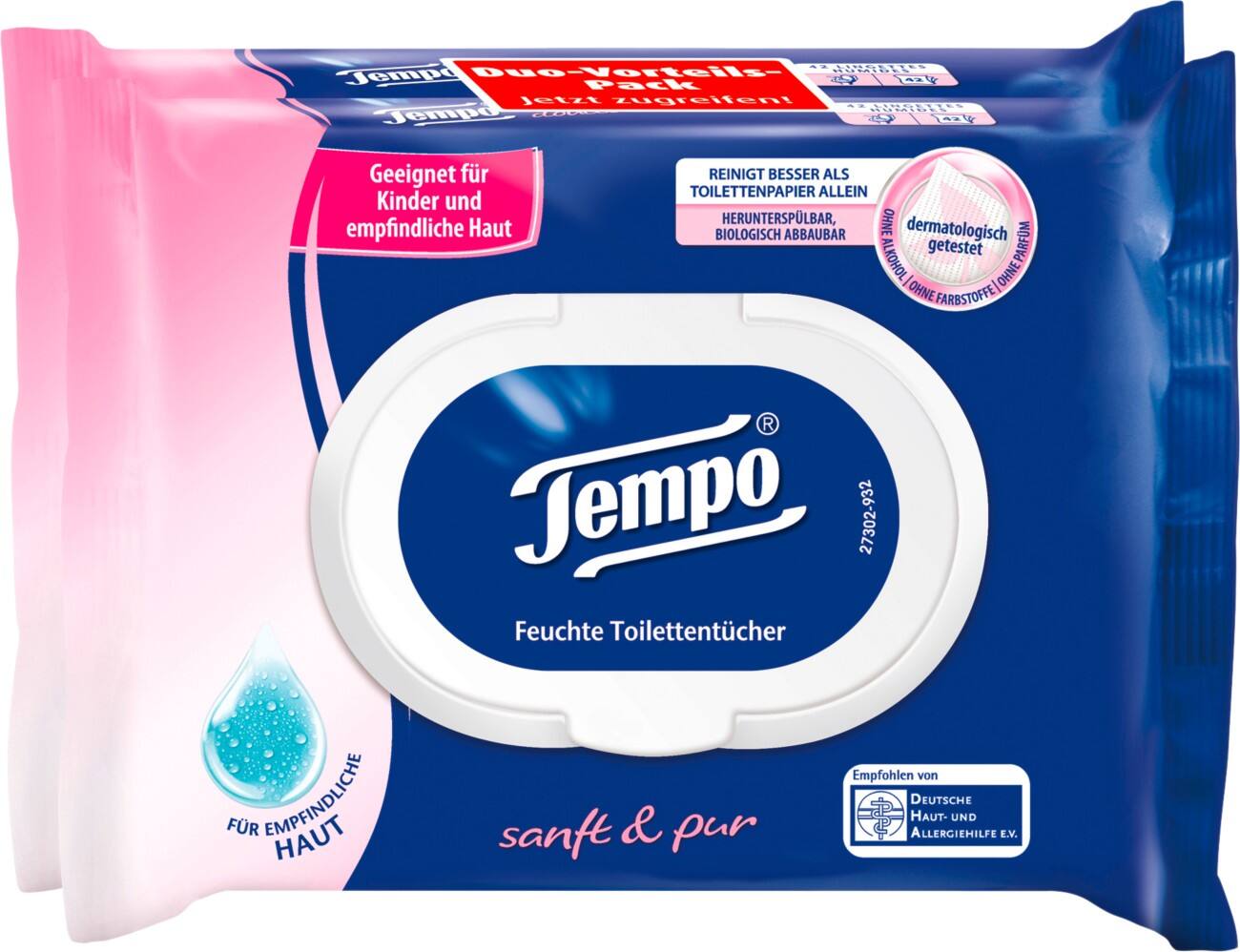 Papier toilette humide Tempo Sanft Pur 2 Unités de 42 Feuilles