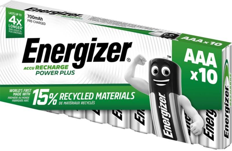 Energizer AAA Wiederaufladbare Batterien Power Plus HR03 700 mAh NiMH 1,2 V 10 Stück
