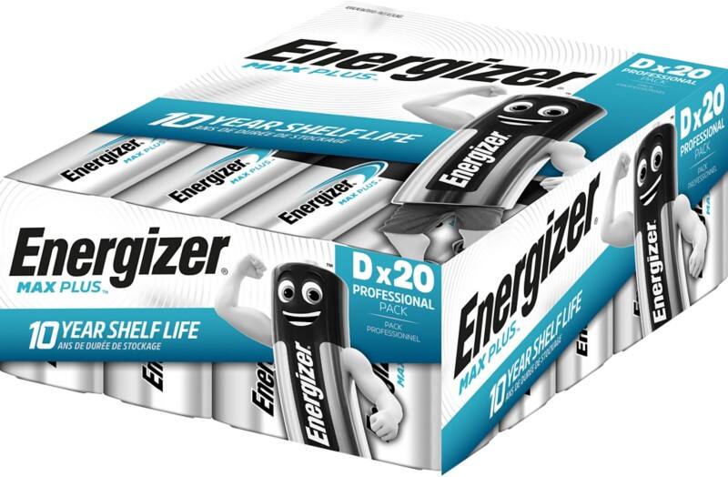 Piles Energizer Max Plus D LR20 1,5V Alcaline 20 Unités