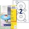 AVERY Zweckform L6043-100 CD/DVD Etiketten A4 Weiss 100 Blatt à 2 Etiketten