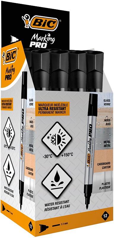 BIC Marking PRO Permanentmarker  Breit Rundspitze  - 1,1 mm Schwarz 12 Stück