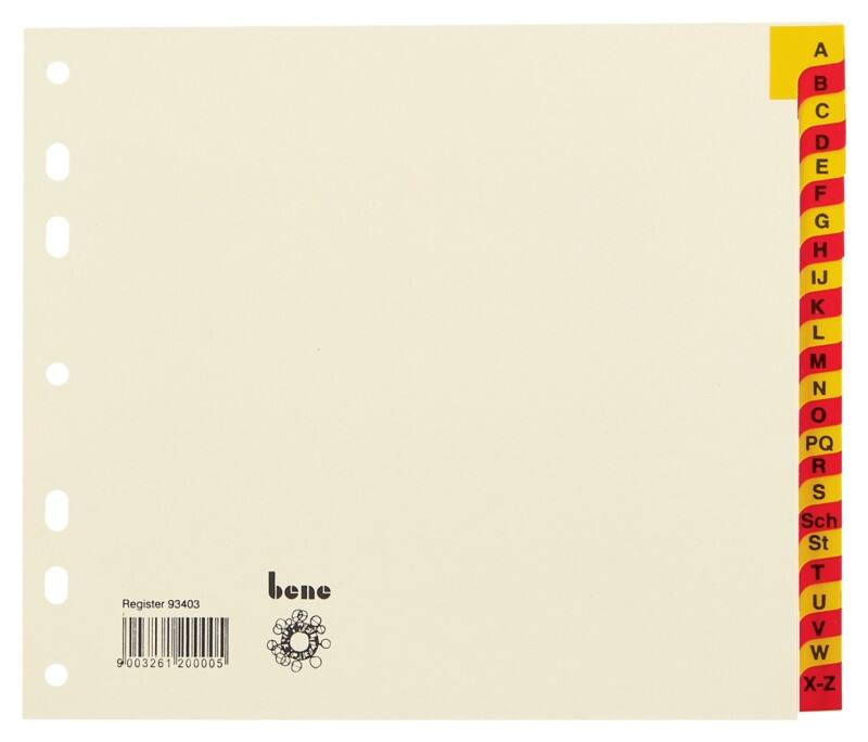 Bene A - Z Alphabetische Register A5 Mehrfarbig 24-teilig Pappkarton 7 Löcher 93403 24 Blatt