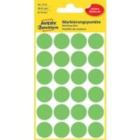 Pastilles autocollantes AVERY Zweckform 3174 Adhésif Spécial Vert clair 18 x 18 mm 4 Feuilles de 24 Étiquettes