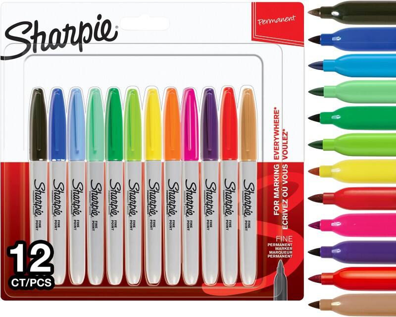 Marqueur permanent Sharpie Fin Ogive - Assortiment 12 Unités