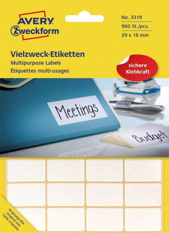 AVERY Zweckform Mini-Etiketten 3319 Weiss 29 x 18 mm 30 Blatt à 32 Etiketten