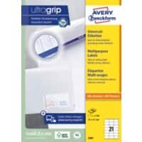 AVERY Zweckform Universaletiketten 3481 Ultragrip Weiss DIN A4 70 x 41 mm 100 Blatt à 21 Etiketten