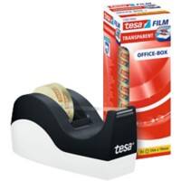 tesa Klebebandabroller tesafilm Easy Cut Orca Schwarz, Weiss 19 mm (B) x 33 m (L) PP (Polypropylen), Stahl + 8 Rollen tesa Klebefilm 19 mm x 33 m