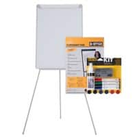 Bi-Office Magnetisches Flipchart Präsentationsset Farbig sortiert 70 x 100 cm Blanko-Block A1, Reinigungsspray, Markern und Radiergummi Grau