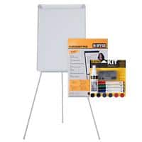 Bi-Office Magnetisches Flipchart Präsentationsset Farbig sortiert 70 x 100 cm Blanko-Block A1, Reinigungsspray, Markern und Radiergummi Grau