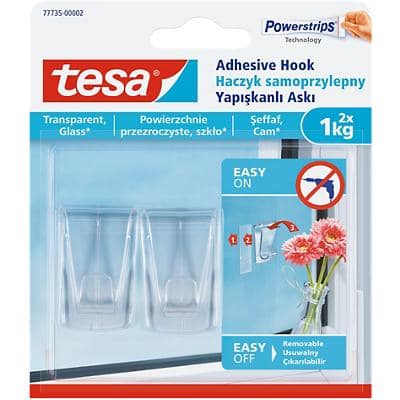 Tesa Powerstrips Klebe-Haken Transparent bis zu 1 kg 2 Stück