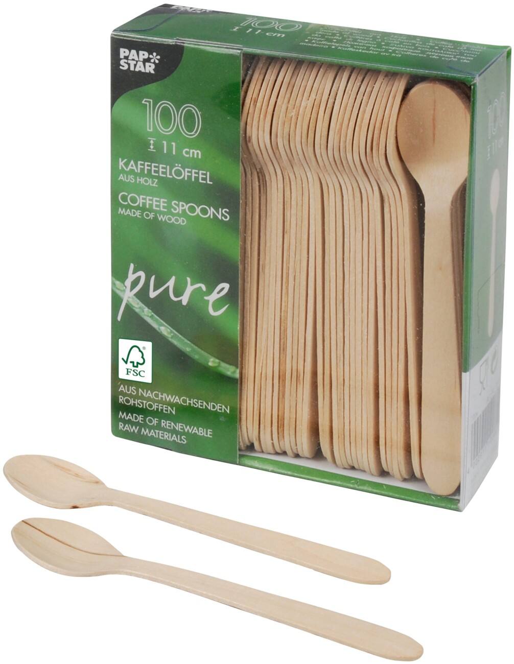 Cuillères à café PAPSTAR Bois Brun 100 Unités