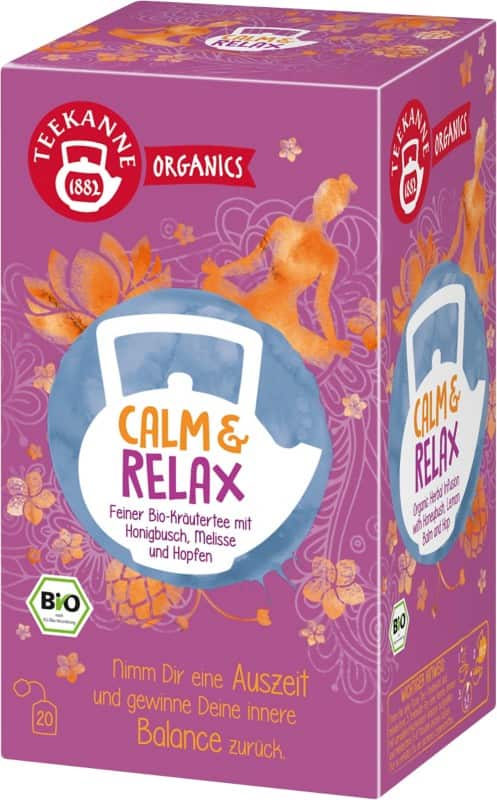 TEEKANNE Organics Calm & Relax Bio Koffeinfrei Tee Apfel, Kamille, Orange, Pfefferminze, Rooibos, Zimt 20 Stück à 1.8 g