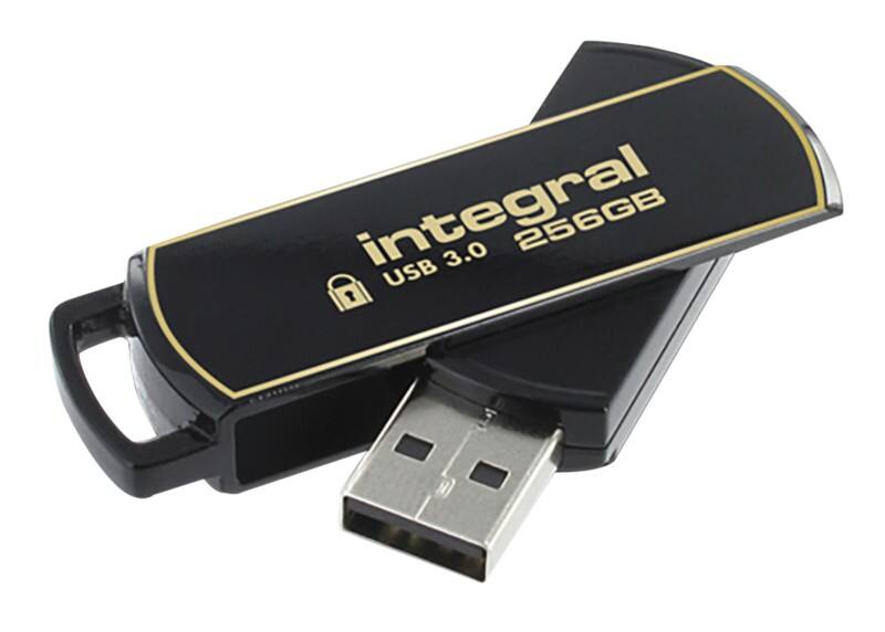 Clé USB Integral Secure 360 256 Go Noir, doré
