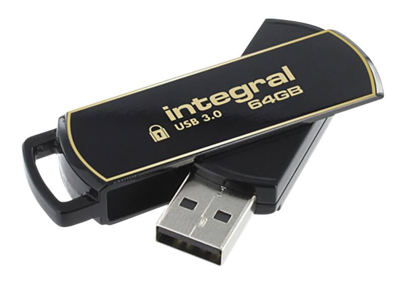 Clé USB Integral Secure 360 64 Go USB 3.0 Noir, doré