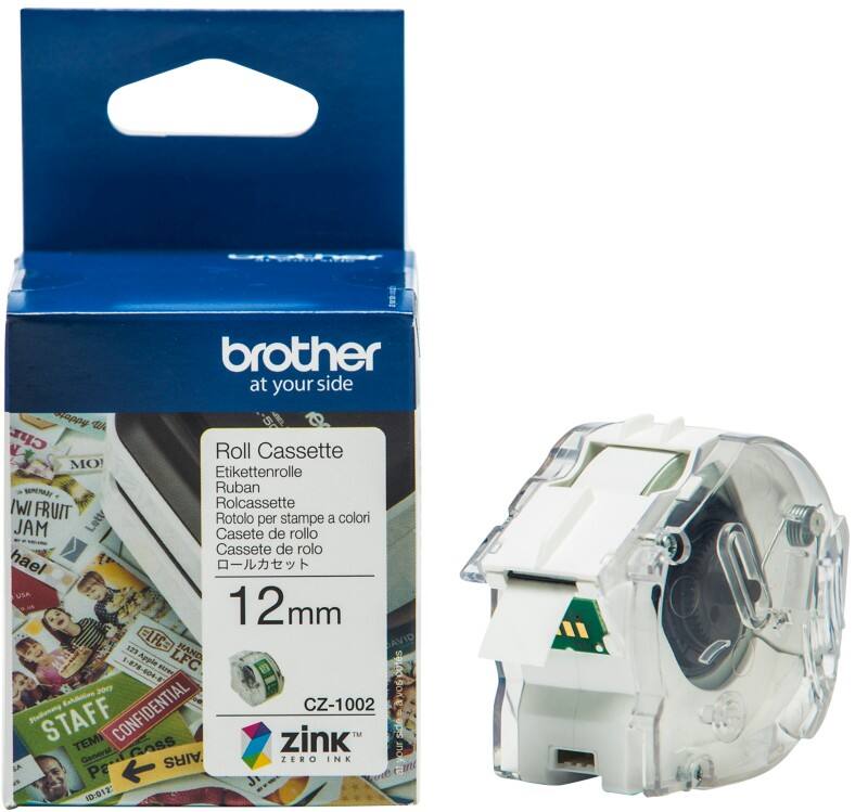 Brother CZ-1002 Authentic Etikettenrollen-Kassette Selbstklebend Weiss 12 mm x 5m