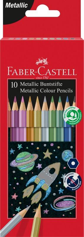 Crayons de couleur Faber-Castell Metallic Assortiment 10 Unités