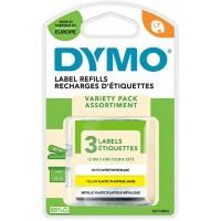 Dymo LT S0721790 / 91240 Authentic LetraTag Schriftband Selbstklebend Gelb, Silber, Weiss 12 mm x 4m Pack 3