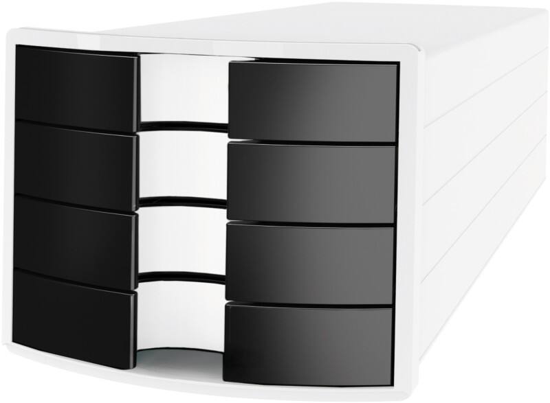 Module à tiroirs HAN PS (Polystyrène) Blanc, noir 4 Tiroirs 28 x 36,7 x 23,5 cm A4
