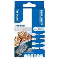 Pilot PINTOR Lackmarker Rundspitze, Keilspitze 0.7 mm, 1.0 mm, 1.4 mm, 8.0 mm Weiss 4 Stück