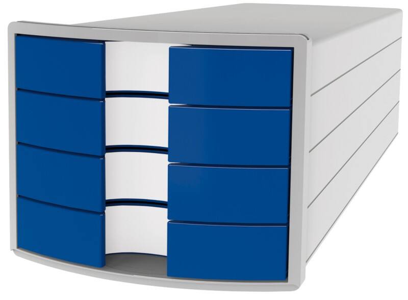 Module à tiroirs HAN PS (Polystyrène) Bleu, gris clair 4 Tiroirs 28 x 36,7 x 23,5 cm A4