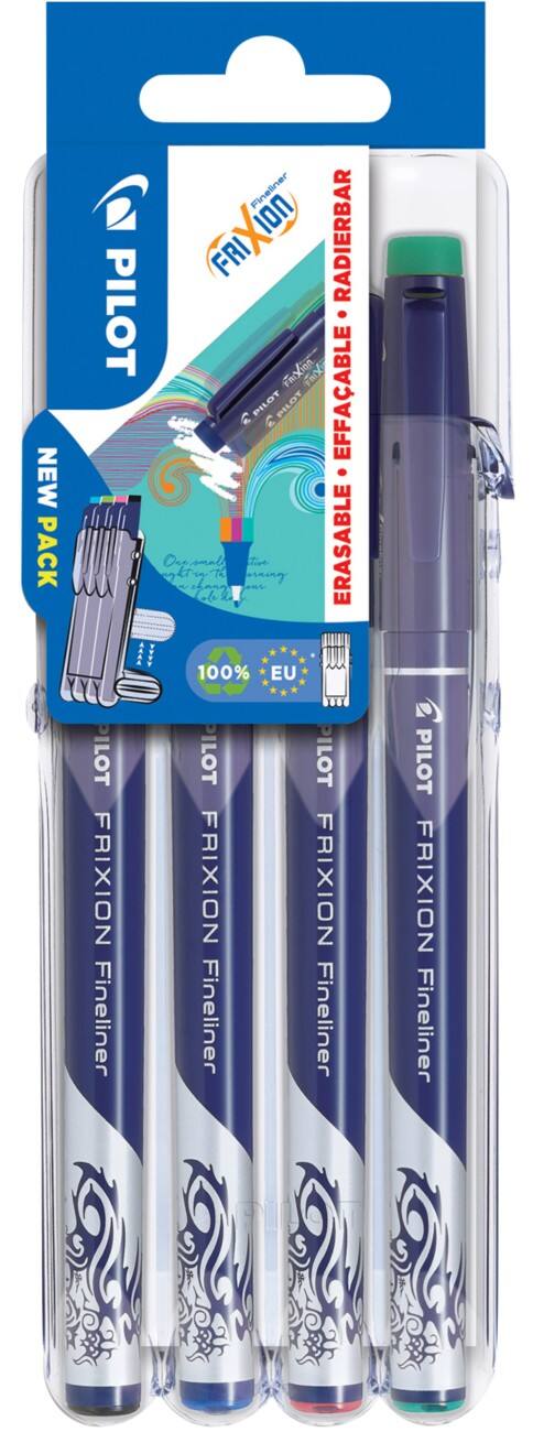Stylos-feutres Pilot FriXion Evolutive 0,45 mm Bleu Noir Rouge Vert 4 Unités