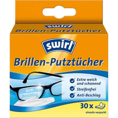 Lingettes nettoyantes pour lunettes Swirl Blanc 30 Unités