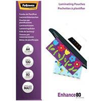 Fellowes Enhance Laminierfolien A4 Matt 80 Mikron (2 x 80) Transparent 100 Stück