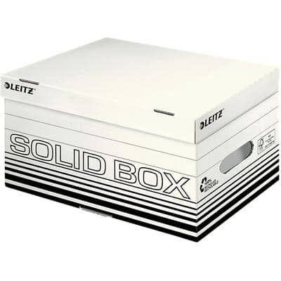 Boîtes d'archivage Leitz Solid 6117 avec couvercle format S blanc carton 26,5 x 37 x 19,5 cm 10 unités