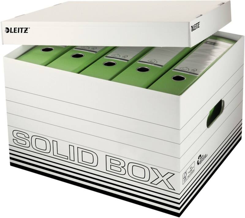 Boîtes d'archivage Leitz Solid 6119 avec couvercle format L blanc carton 34,6 x 45 x 30,5 cm 10 Unités